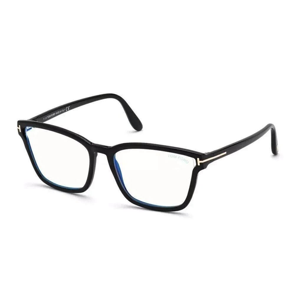 New Authentic Tom Ford FT5707-B-001-55 RectangularโEyeglasses